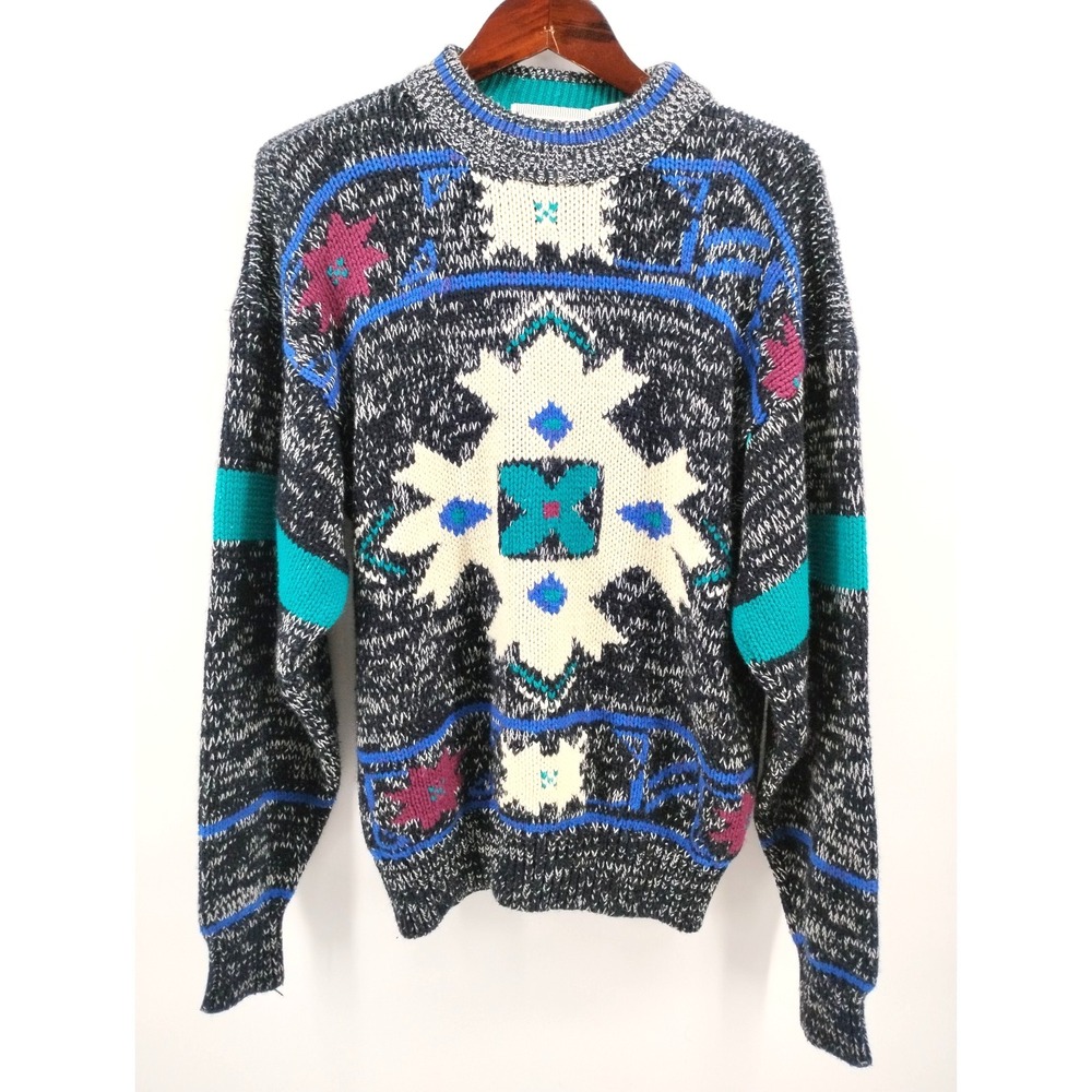 Mcgregor Chunky Knit Aztec Sweater Mens Large Acrylic 80s Vintage Geometric
